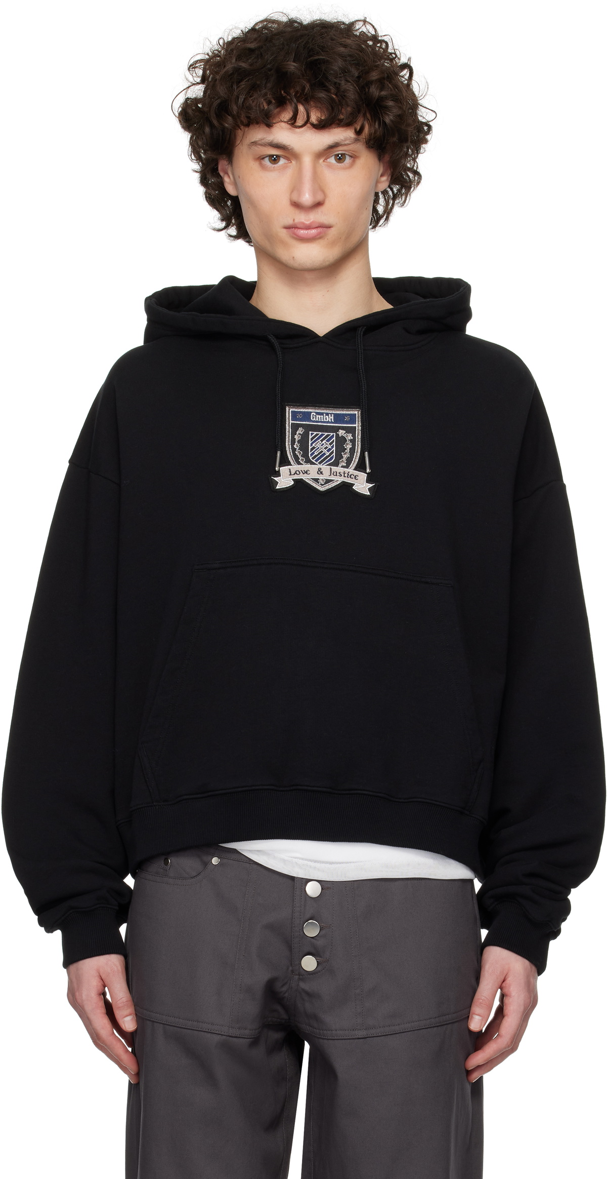 GmbH Black Cropped Hoodie