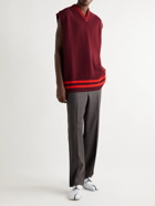 Maison Margiela - Striped Wool Sweater Vest - Burgundy