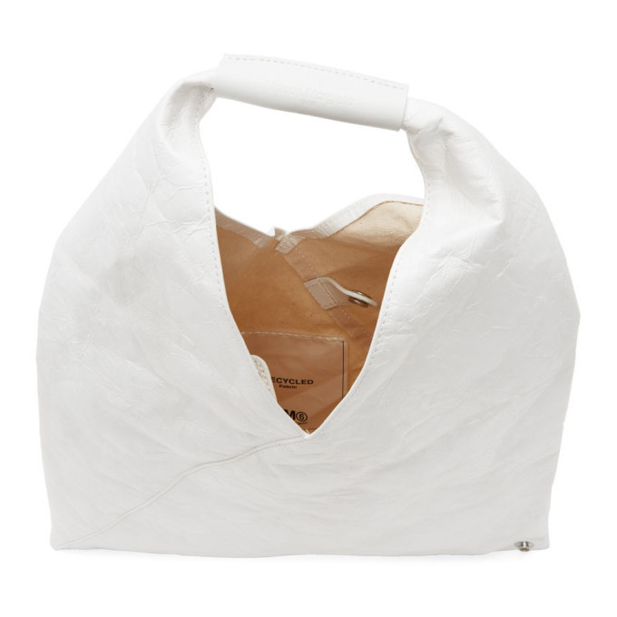 MM6 Maison Margiela White Small Paper Triangle Tote