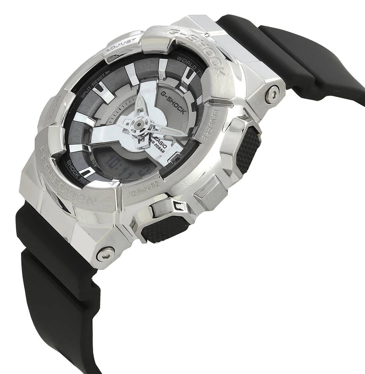 Casio G-Shock Alarm World Time Quartz Analog-Digital Silver Dial Ladies Watch GMS110-1A