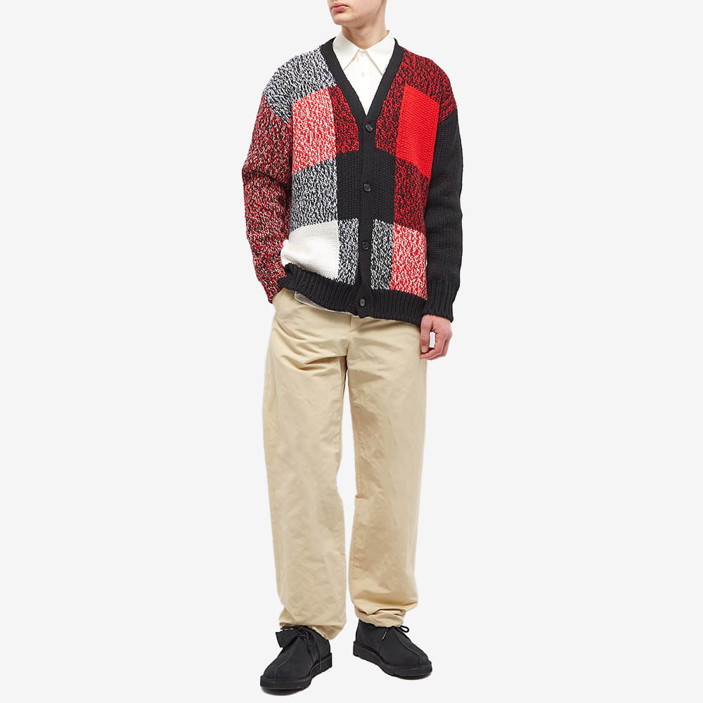 Maison Kitsuné Men's Mouline Check Cardigan in Black/Red Check