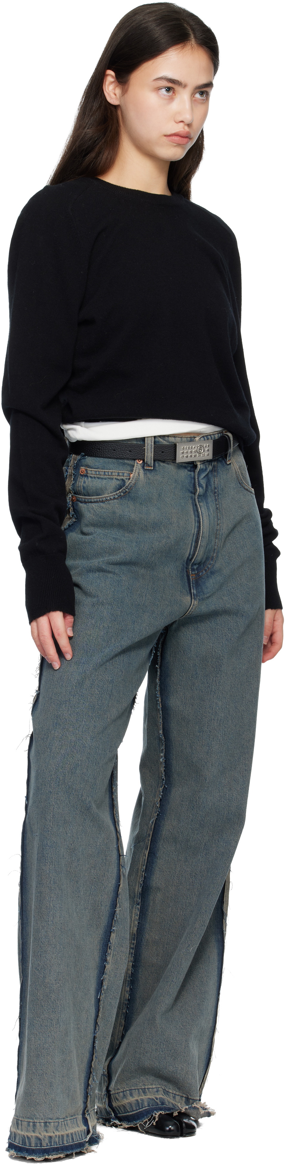 MM6 Maison Margiela Black Numeric Leather Belt