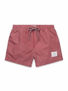 Thom Browne - Slim-Fit Short-Length Striped Swim Shorts - Burgundy