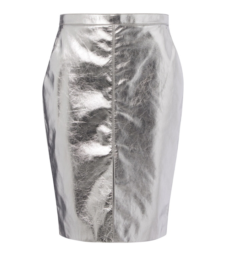Photo: Saint Laurent Metallic leather pencil skirt