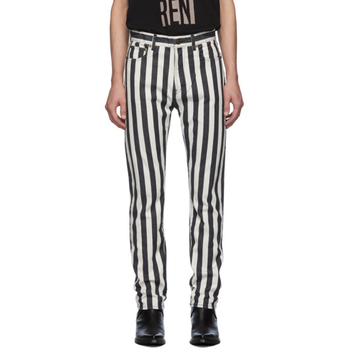 Photo: Saint Laurent Black and White Straight-Cut Jeans