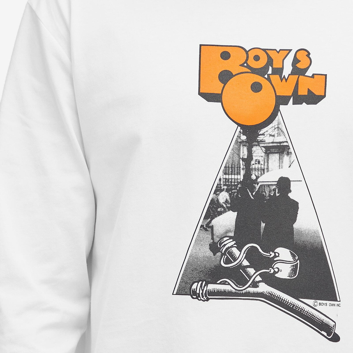 Boys Own Men's Clock Work Orange Print Long Sleeve T Shirt in White/Orange