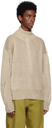ROA Beige Half-Zip Sweater