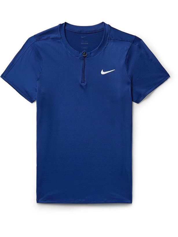 Photo: Nike Tennis - NikeCourt Advantage Dri-FIT Mesh Tennis T-Shirt - Blue