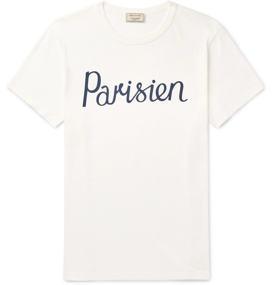 Maison Kitsuné - Printed Cotton-Jersey T-Shirt - Off-white Maison Kitsune