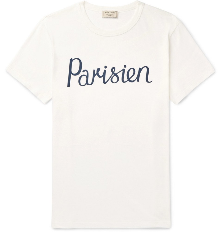 Photo: Maison Kitsuné - Printed Cotton-Jersey T-Shirt - Off-white