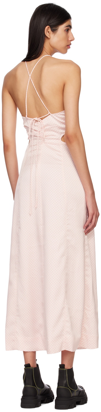 GANNI Pink Check Midi Dress GANNI