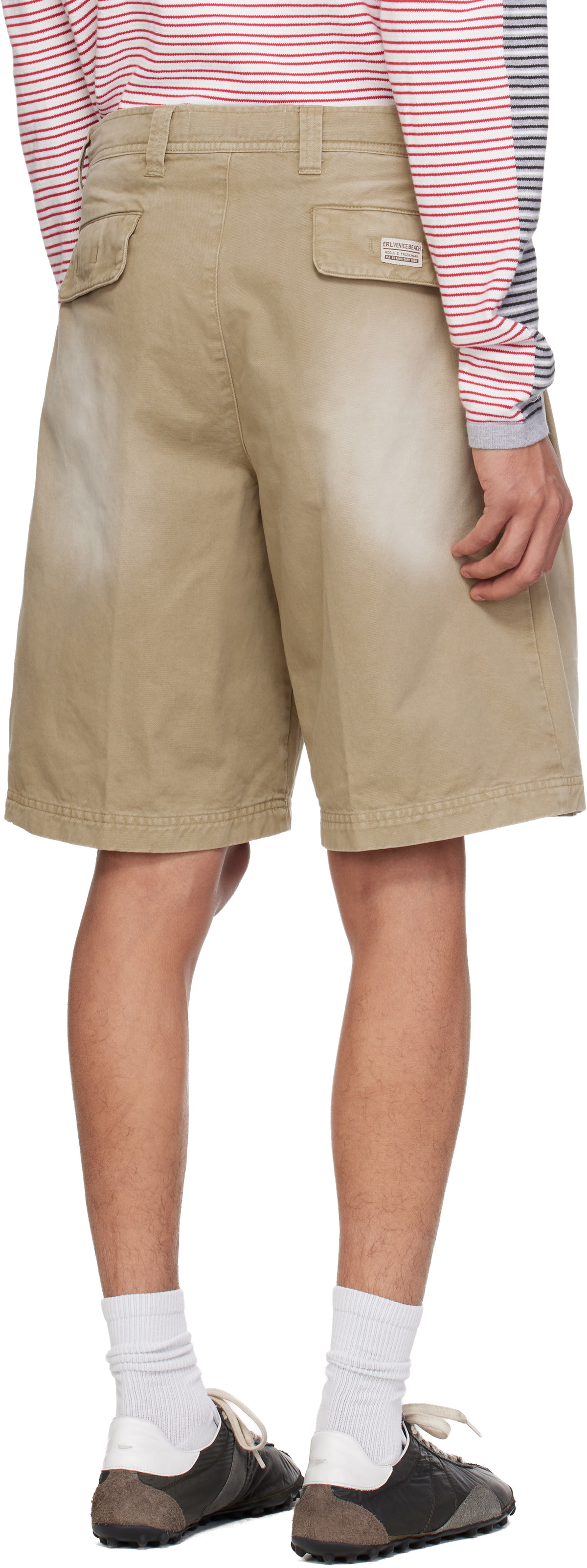 ERL Beige Pleated Chino Woven Denim Shorts