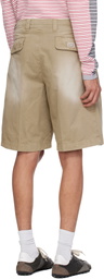 ERL Beige Pleated Chino Woven Denim Shorts
