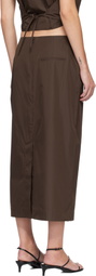 St. Agni Brown Paper Taffeta Column Midi Skirt