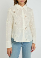 Skall Studio Fauna Floral-embroidered Cotton Shirt Cream