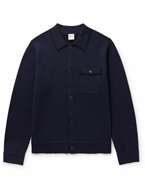 Photo: Paul Smith - Stretch Merino Wool and Cotton-Blend Overshirt - Blue