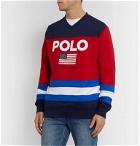 Polo Ralph Lauren - Logo-Print Colour-Block Fleece-Back Cotton-Blend Jersey Sweatshirt - Red
