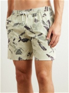 Club Monaco - Straight-Leg Mid-Length Printed Stretch Recycled Swim Shorts - Gray