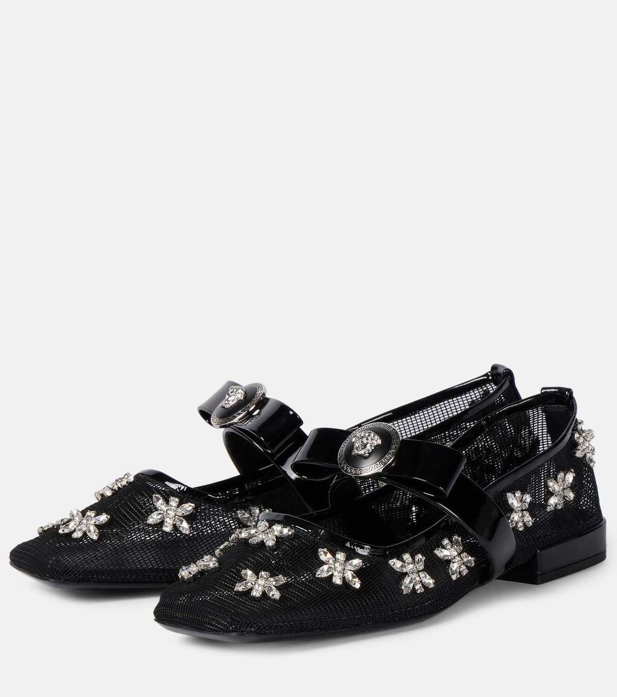 Versace Gianni Ribbon embellished ballet flats Versace Versace Gianni Ribbon embellished ballet flats Versace