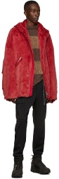 mastermind WORLD Red Faux-Fur Hooded Jacket
