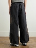 ERL - Ufo Wide-Leg Striped Shell Trousers - Black