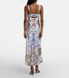 Camilla Embellished printed silk satin midi dress