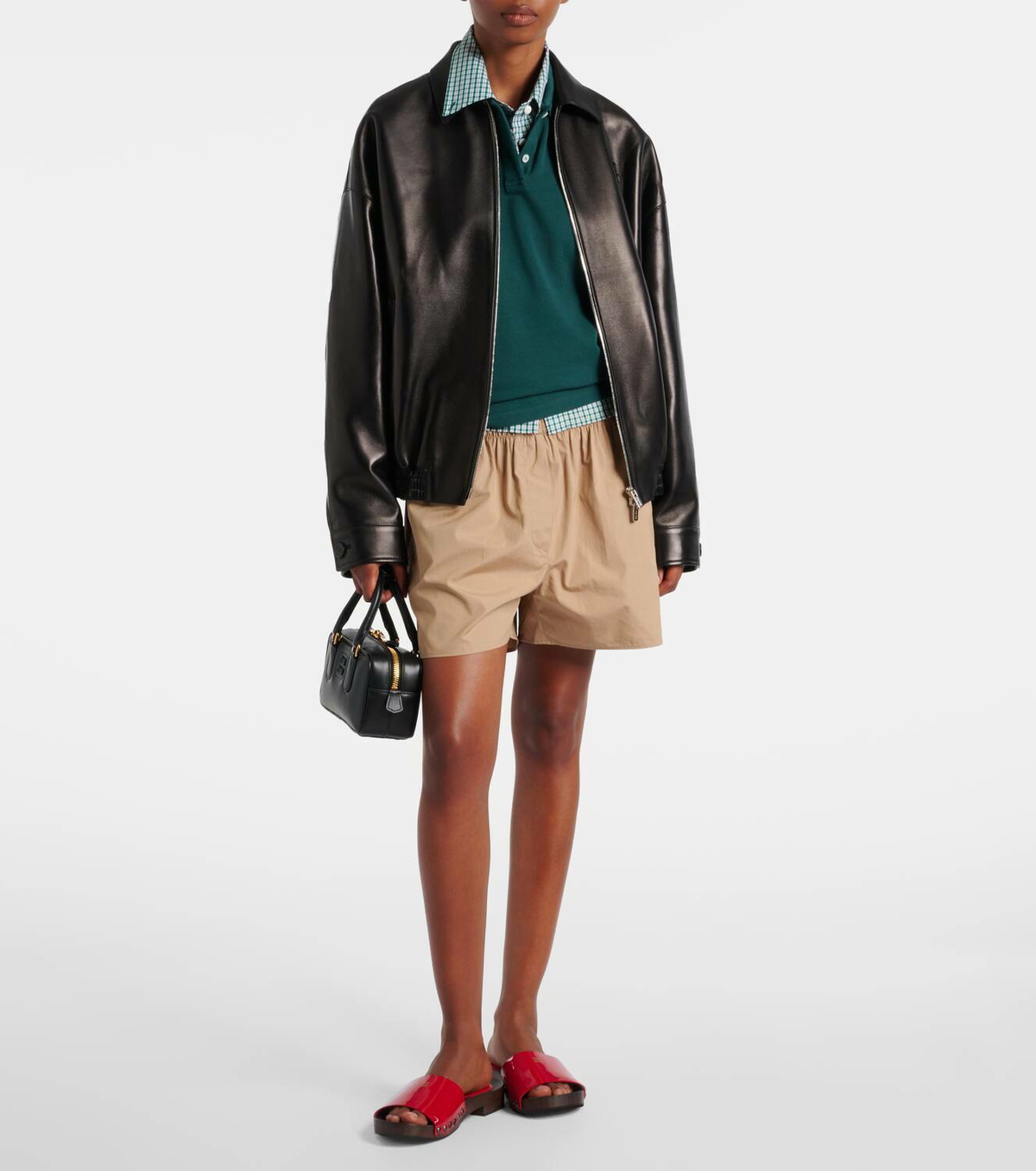 Miu Miu Logo leather jacket Miu Miu