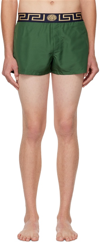 Photo: Versace Underwear Green Greca Border Swim Shorts
