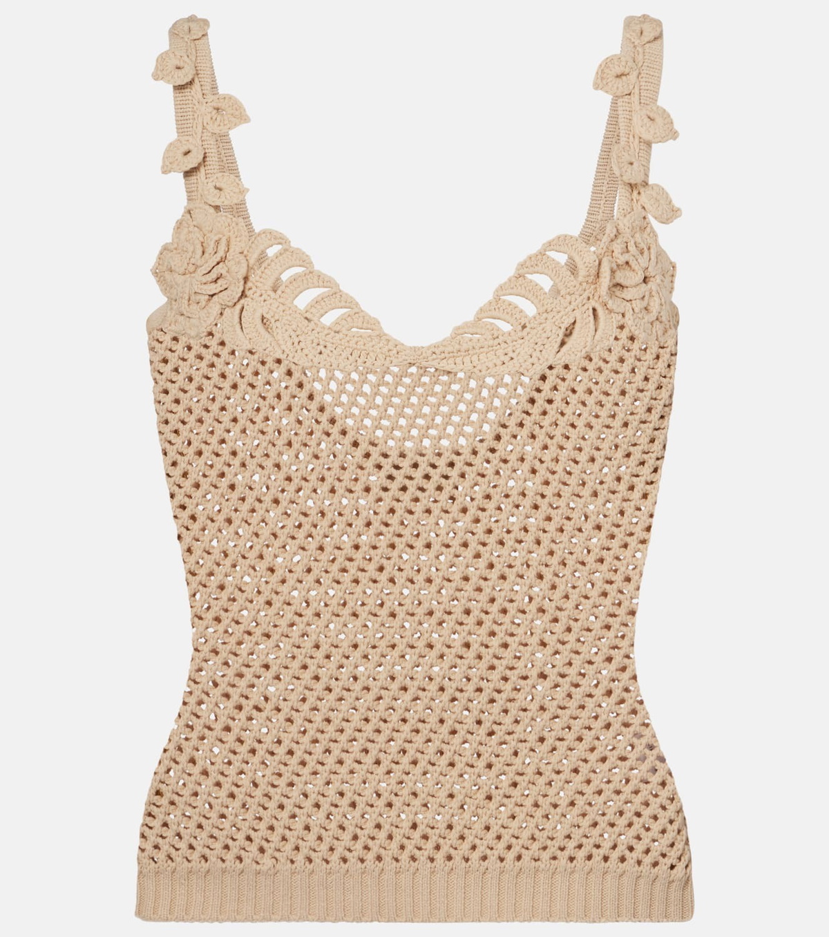 Elie Saab Crochet floral-appliqué cotton-blend top