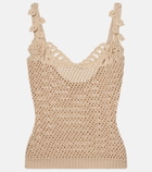 Elie Saab Crochet floral-appliqué cotton-blend top