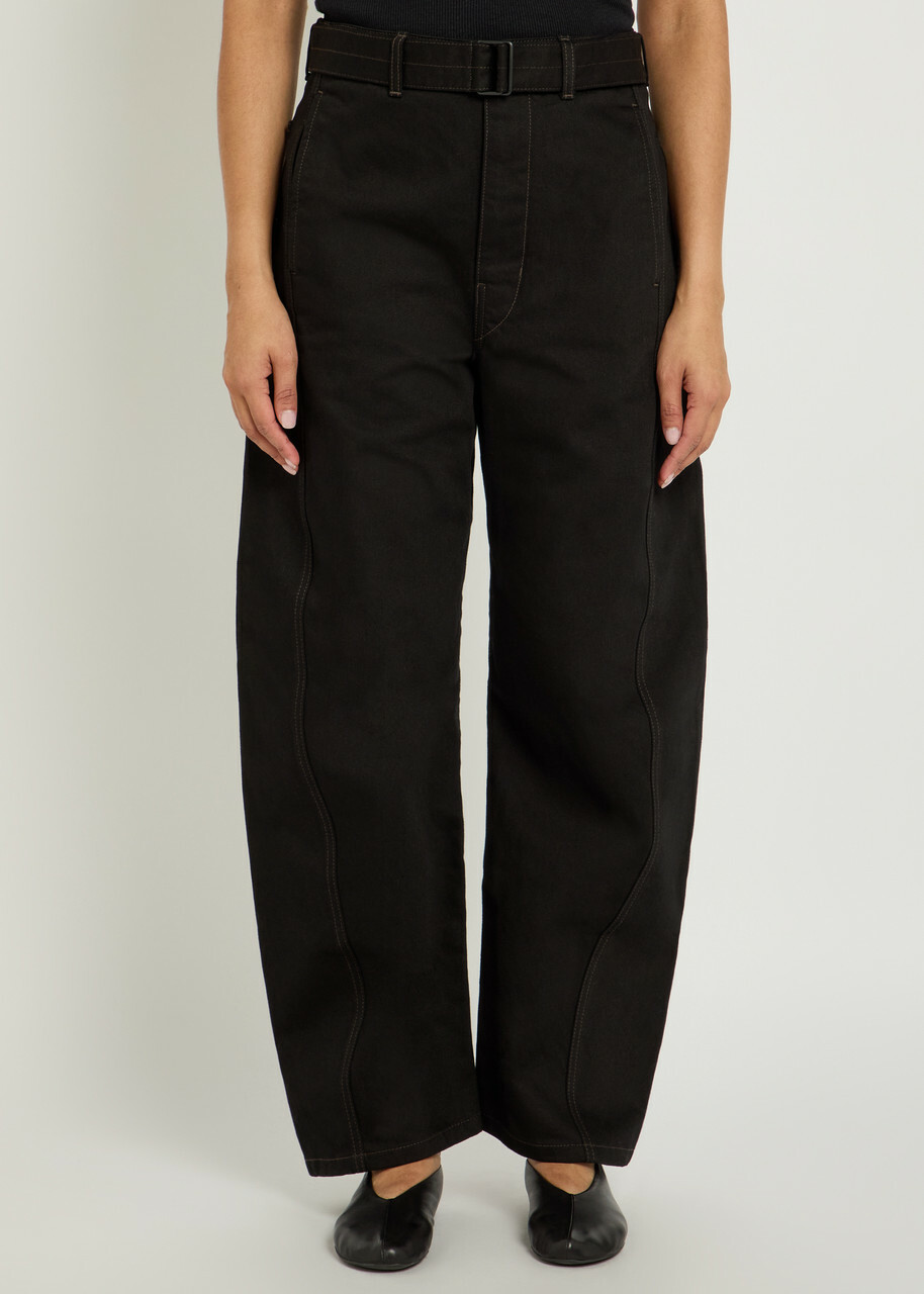 Lemaire Belted Barrel-leg Jeans Black