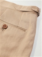 De Petrillo - Straight-Leg Cotton and Linen-Blend Suit Trousers - Brown