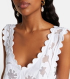 Juliet Dunn Embroidered scalloped cotton minidress