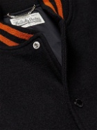 Wacko Maria - Logo-Embroidered Wool-Blend Felt and Leather Bomber Jacket - Black