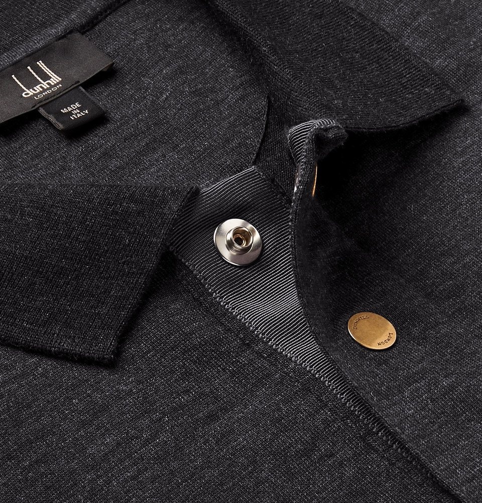 Dunhill - Wool Polo Shirt - Men - Charcoal Dunhill