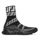 Fendi Black Forever Fendi Knit High-Top Sneakers