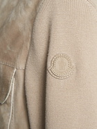 MONCLER Knitted Cotton & Suede Cardigan Jacket