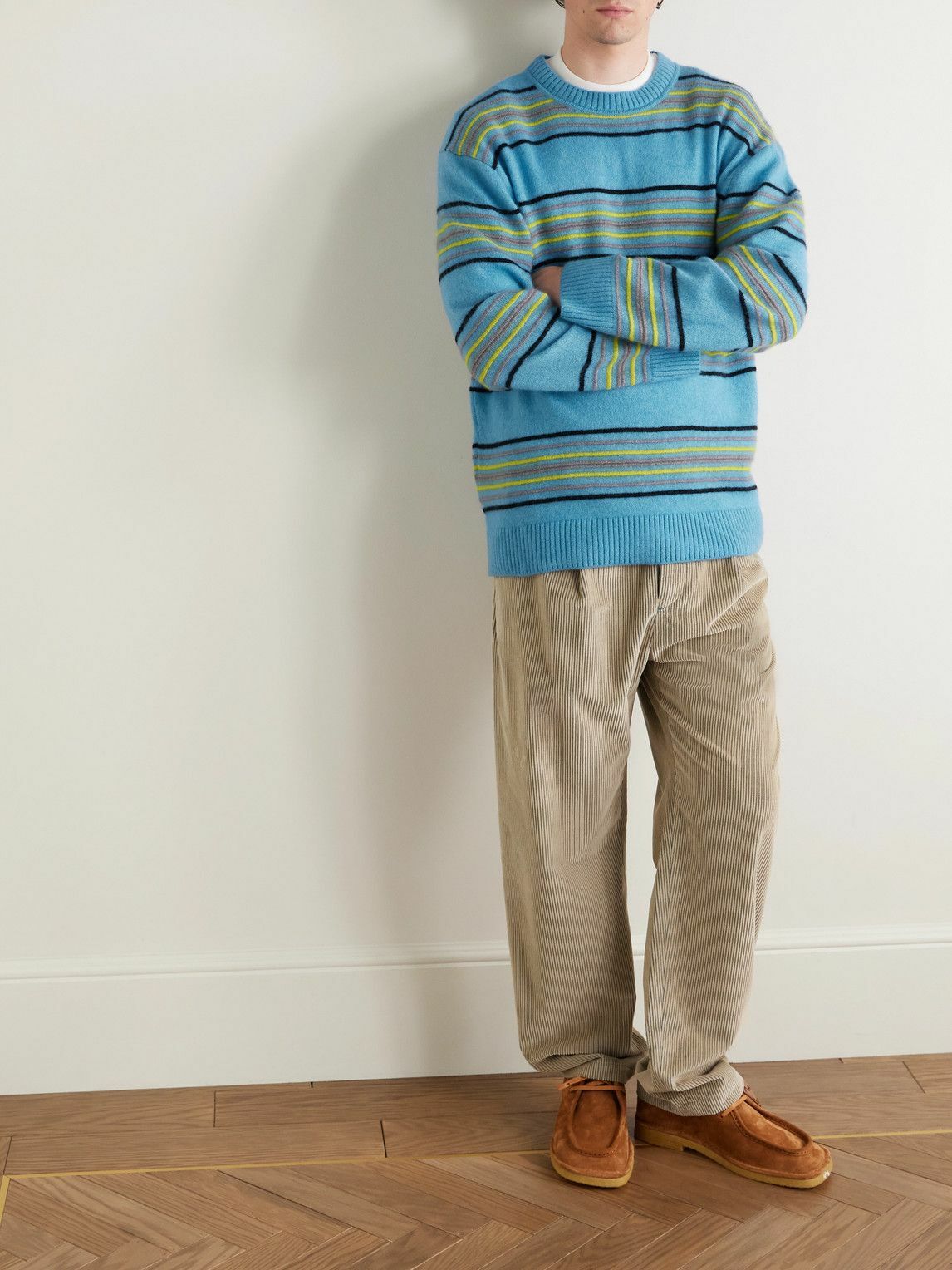 The Elder Statesman - Straight-Leg Pleated Cotton-Corduroy Trousers - Neutrals