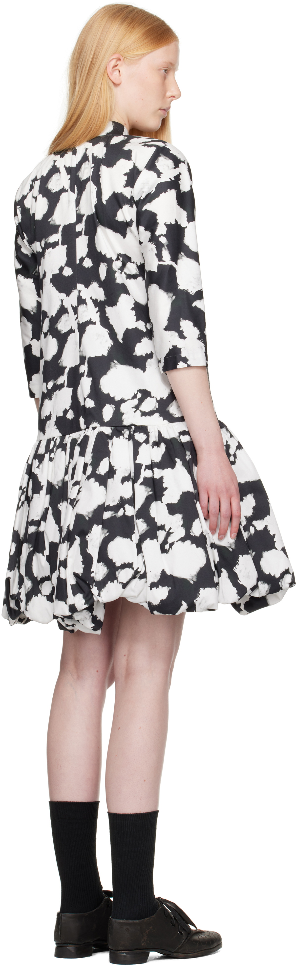 Comme des Garçons Comme des Garçons Black & White Cotton Satin Midi Dress