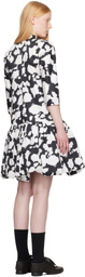 Comme des Garçons Comme des Garçons Black & White Cotton Satin Midi Dress