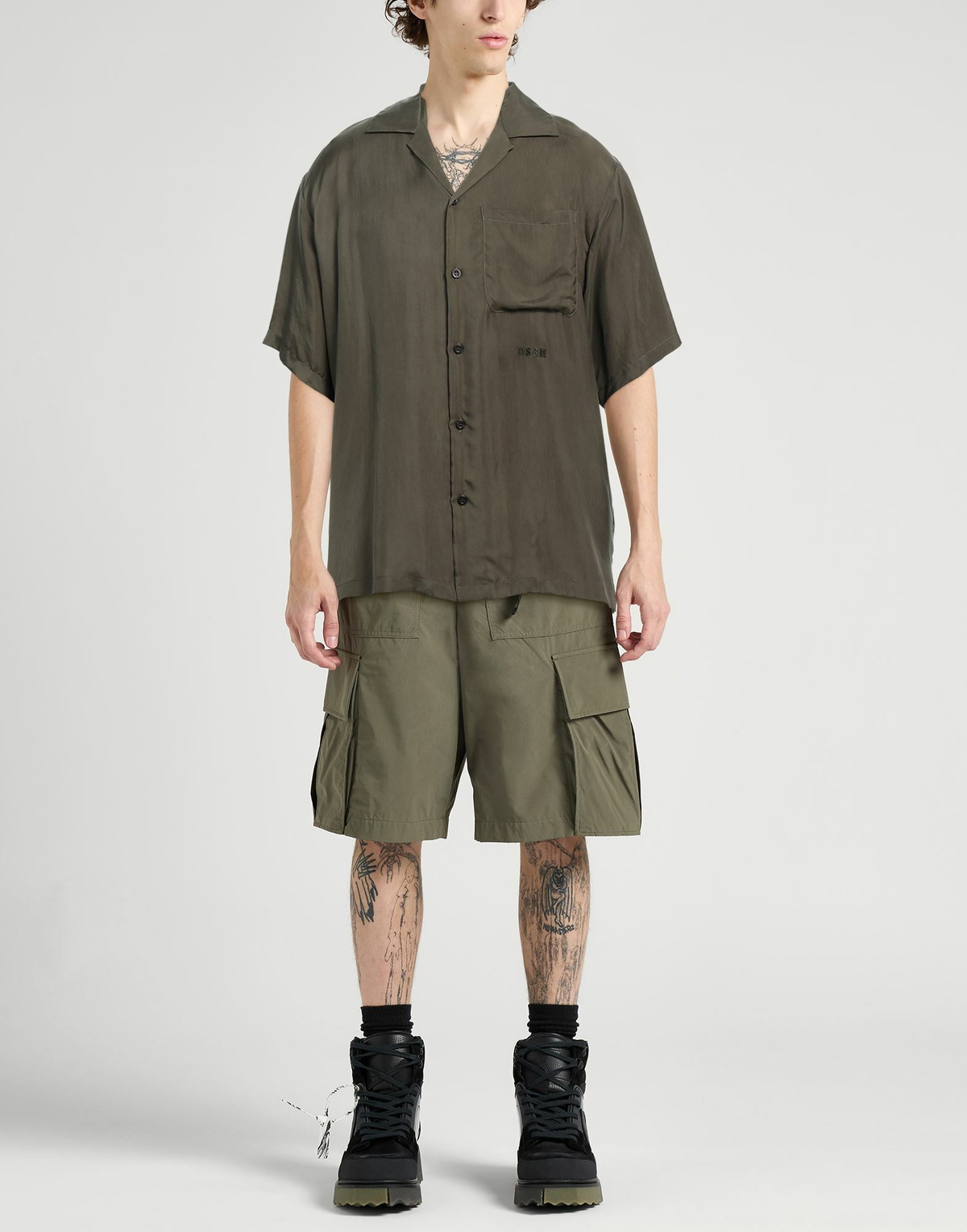Msgm Mens Shirt Military in Green