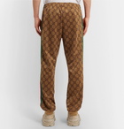 Gucci - Webbing-Trimmed Logo-Print Jersey Track Pants - Camel