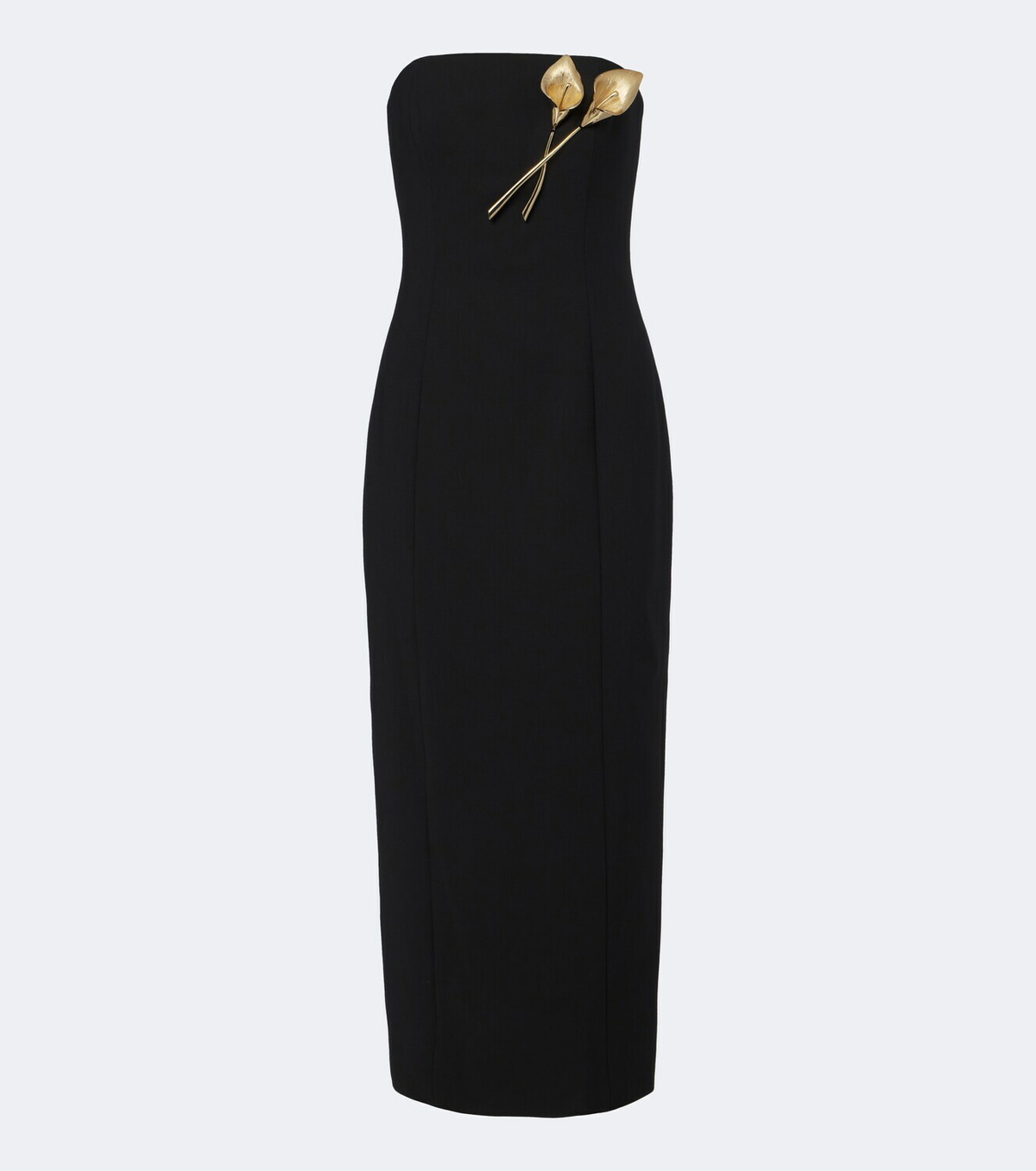 Carolina Herrera Embellished wool-blend bustier dress