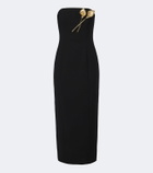 Carolina Herrera Embellished wool-blend bustier dress