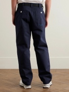 Stone Island - Marina Wide-Leg Belted Pleated Cotton-Blend Gabardine Trousers - Blue