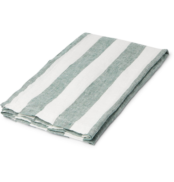 Photo: FRESCOBOL CARIOCA - Striped Linen Towel - Green