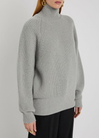 Balmain Batwing Ribbed Wool Jumper Grey