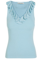 Alice + Olivia Marnie Ruffled Knit top Blue