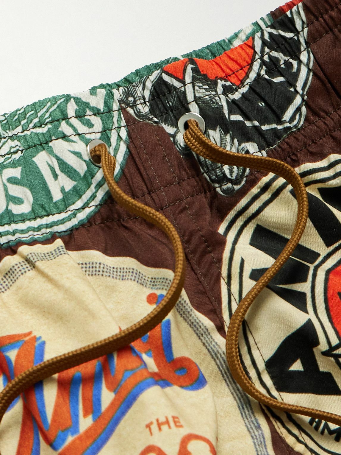 AMIRI - Coasters Straight-Leg Mid-Length Logo-Print Swim Shorts - Brown