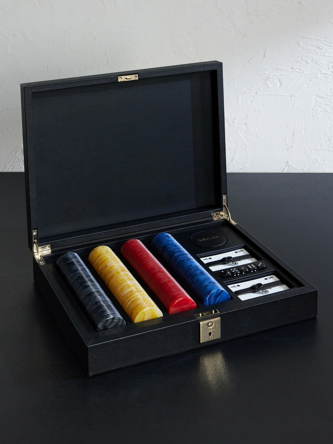 Smythson - Panama Cross-Grain Leather Poker Set